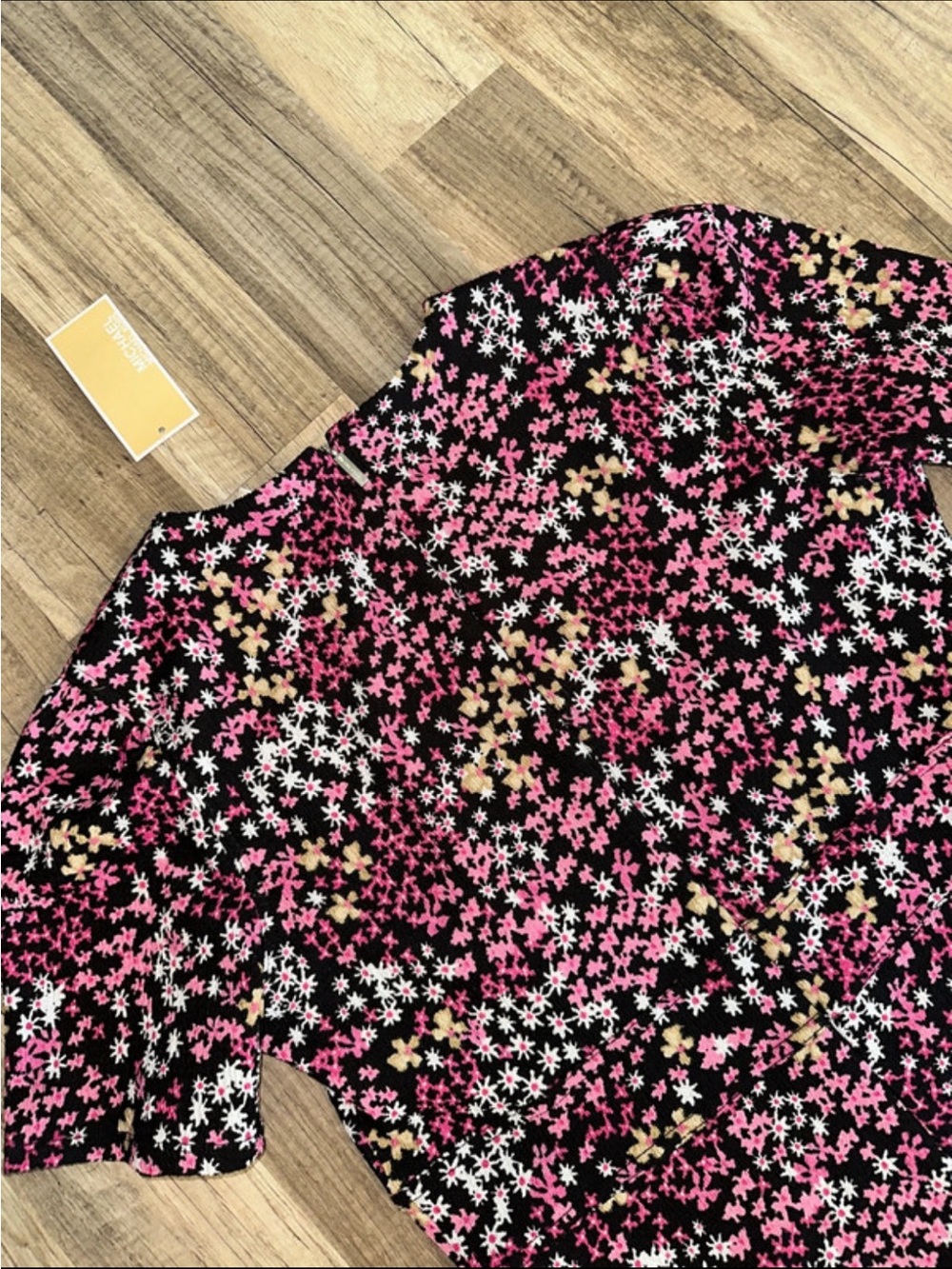 MICHAEL Michael Kors Black Floral Dress with Pink and White Flowers - Picture 5 of 5